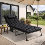 Leżak Ogrodowy Łóżko Polowe VENUS Szare