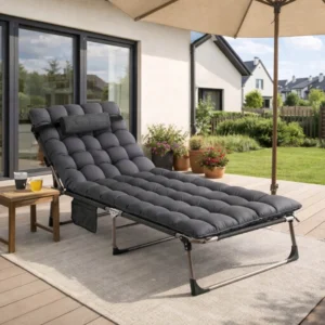 Leżak Ogrodowy Łóżko Polowe VENUS Szare