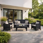 Zestaw Mebli Ogrodowych BRENTA Czarny/Szary