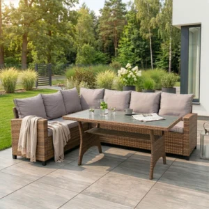 Zestaw Mebli Ogrodowych 2w1 COMODO Brązowy/Szary
