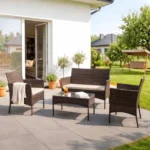 Zestaw Mebli Ogrodowych 4 osobowy Brązowy/Beżowy