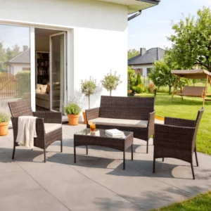 Zestaw Mebli Ogrodowych 4 osobowy Brązowy/Beżowy