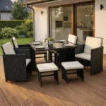 Zestaw Mebli Ogrodowych BONITO Czarny/Kremowy